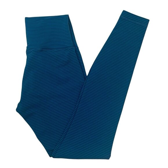 Lululemon Wunder Under High-Rise Stripe Leggings Teal Blue Athletic Pants Size 6 - Picture 4 of 8